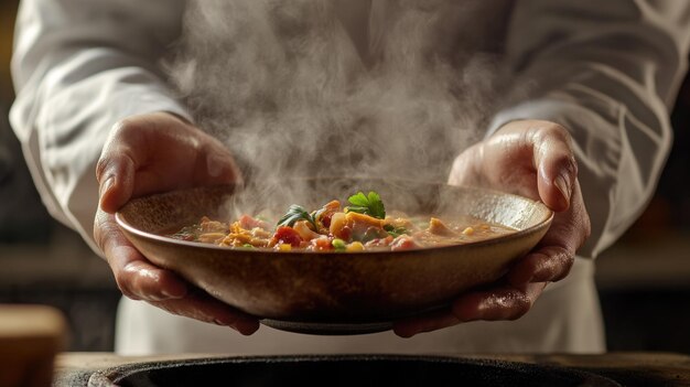 Kucharz przy przygotowywaniu potrawy